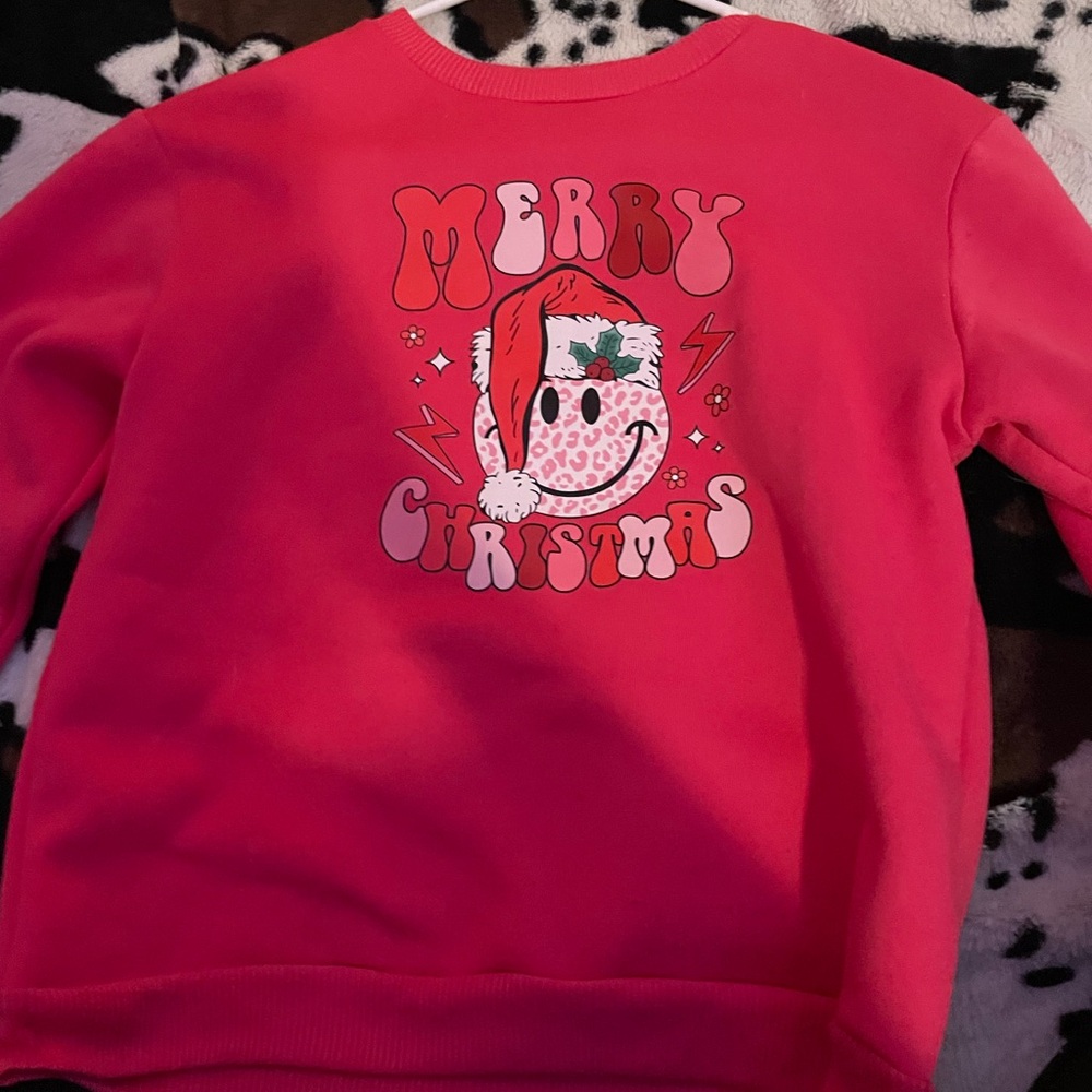 Red Festive Holiday Sweatshirt with Merry Design